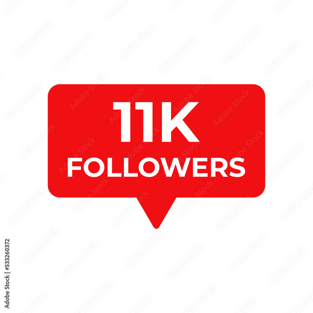 11k followers red vector, icon, stamp,logoillustration 11k followers red vector, icon, stamp,logoillustration