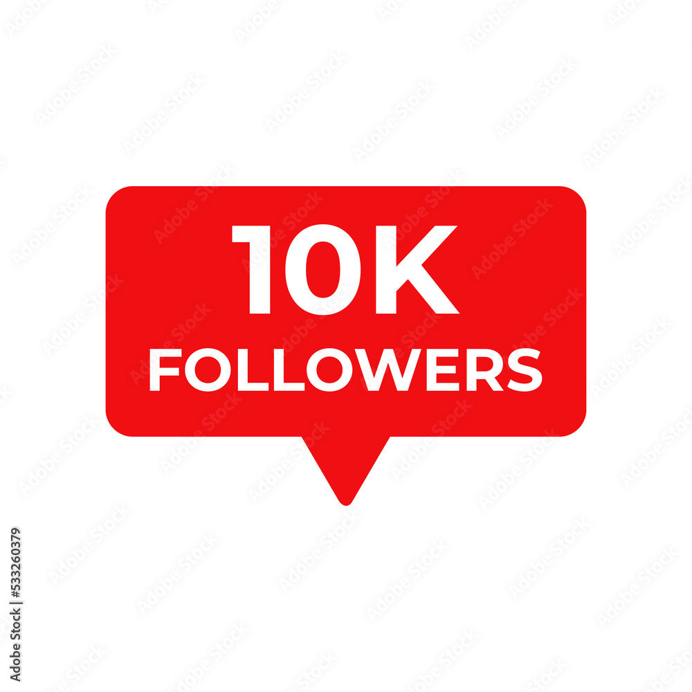 10k followers red vector, icon, stamp,logoillustration 10k followers red vector, icon, stamp,logoillustration