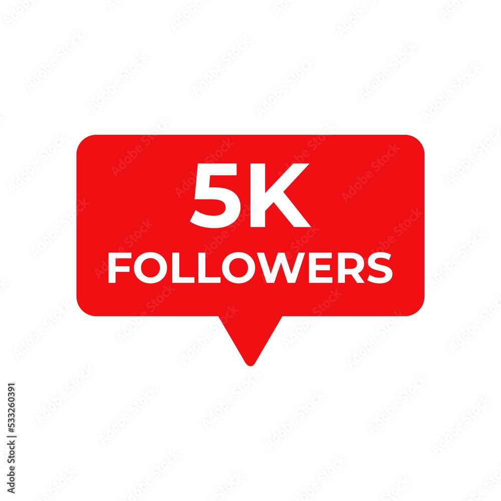 5k followers red vector, icon, stamp,logoillustration 5k followers red vector, icon, stamp,logoillustration