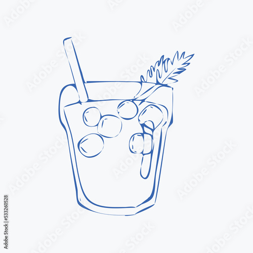Hand draw alcoholic cocktail Bloody mary Vector illustration