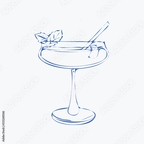 Hand draw alcoholic cocktail Daiquiri Vector illustration