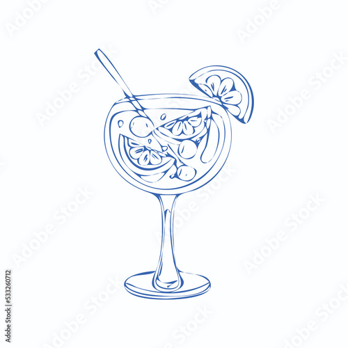 Hand draw alcoholic cocktail Aperol shpritz