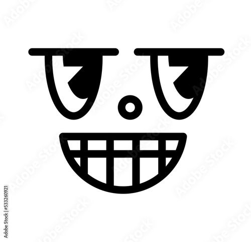 Retro 30s face. Minimalistic character drawn in pencil. Sticker for social networks and reaction for instant messengers. Graphic element for printing on fabric. Cartoon flat vector illustration