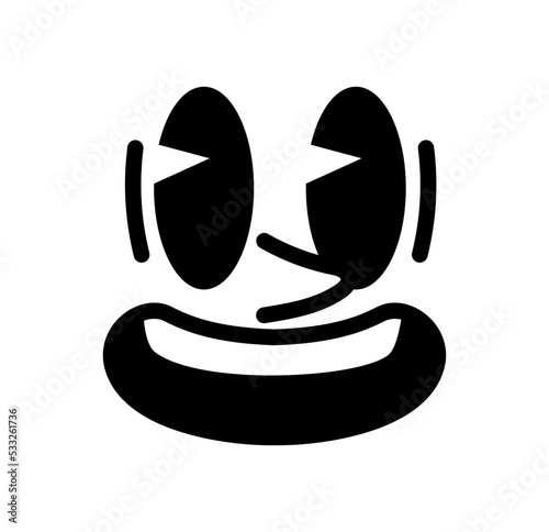Retro 30s face. Poster or banner for website. Graphic element for printing on fabric. Cinema of 21st century, creativity and art, fairy tales. Imagination and fantasy. Cartoon flat vector illustration