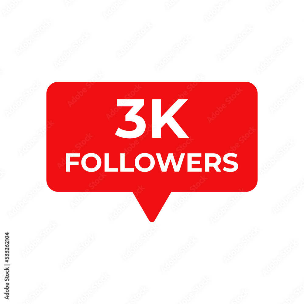 3k followers red vector, icon, stamp,logoillustration 3k followers red vector, icon, stamp,logoillustration