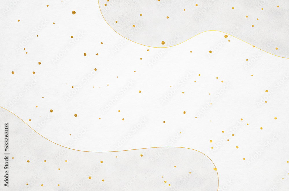 Simple grunge textured Japanese " Washi" paper background. Abstract wavy cloud pattern with gold glistering snow. - obrazy, fototapety, plakaty 