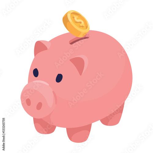 coin dollar in piggy