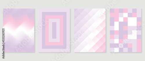 Collection of y2k style background vector. Set of lovely vibes wallpaper, pastel color, gradient, geometric shapes, grid. Trendy girly 90s, 2000s poster for banner, prints, decorative, cover.