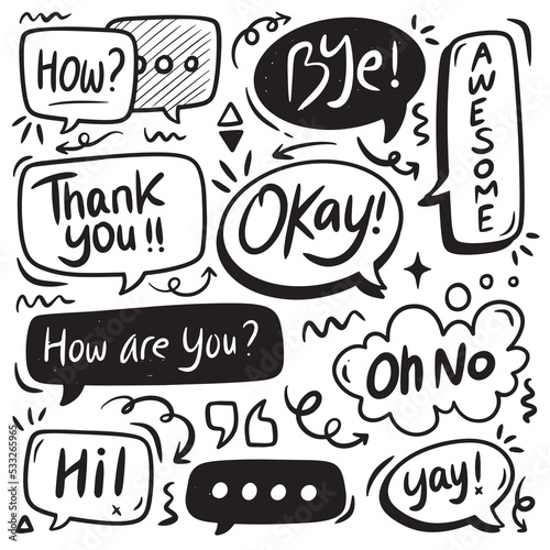 speech bubble doodle hand drawn vector