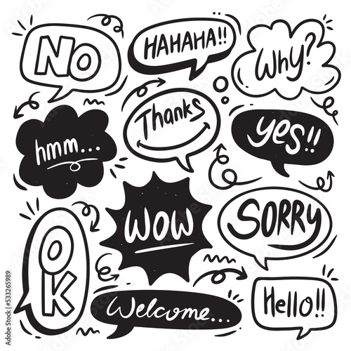 speech bubble doodle hand drawn vector