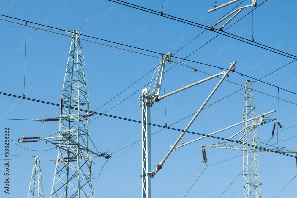 Rail Catenary Overhead Line, Power Transmission Line Tower Rail Catenary Overhead Line, Power Transmission Line Tower