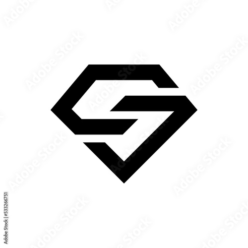 Letter CJ Diamond Initial Monogram Logo Template Vector Illustration Isolated in Black White Background