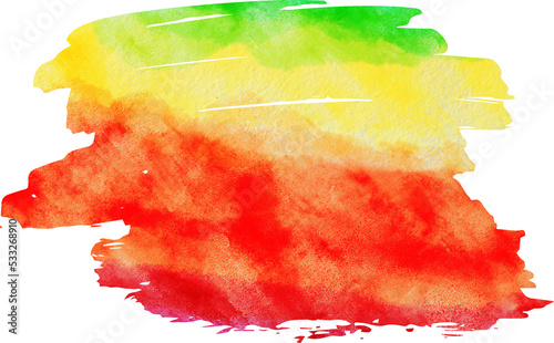 Watercolor stripe painted on clean white background