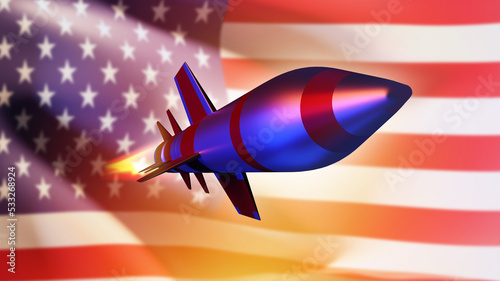 Rocket in front of American...