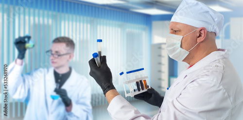 Analysis human blood. Man d...