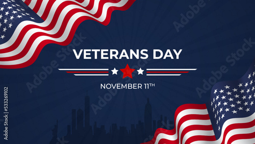 USA honoring veterans day on Nevember 11th illustration banner background