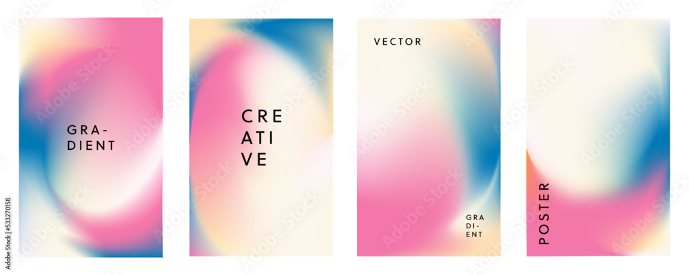 Set of abstract trendy in blending gradient color for background. Smooth minimalist color texture for poster template, cover, presentation, web and creative print.