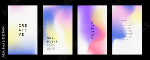 Set of abstract trendy in blending gradient color for background. Smooth minimalist color texture for poster template, cover, presentation, web and creative print.