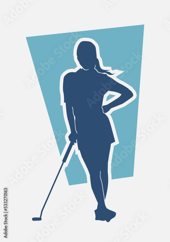 Female golf player silhouette icon, symbol sign vector illustration logo template Isolated for any purpose