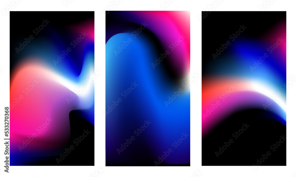 Fototapeta premium Set of abstract trendy in blending gradient color for background. Smooth minimalist color texture for poster template, cover, presentation, web and creative print.