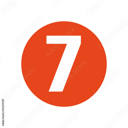 Number 7 sign icon illustration.