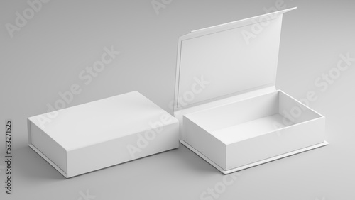 Leinwand Poster White folding gift box - Opened and closed gift box