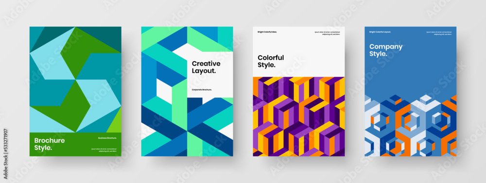 Premium cover vector design concept bundle. Fresh geometric pattern corporate identity template composition.