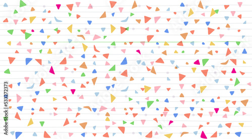 Triangles geometric shape pattern on line paper background. Vector illustration