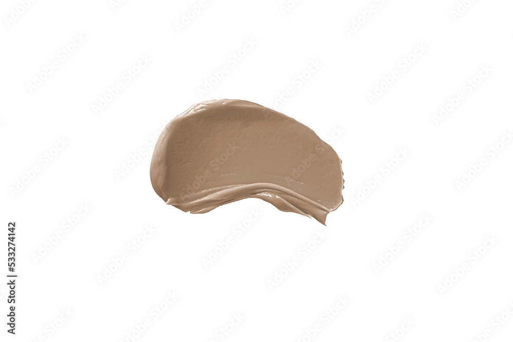 Cosmetic swatch makeup foundation or concealer isolated on transparent background.	