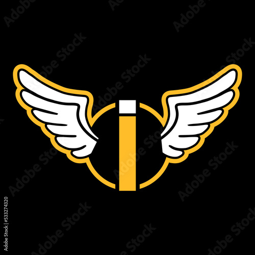 i logo with wings vector concept design 