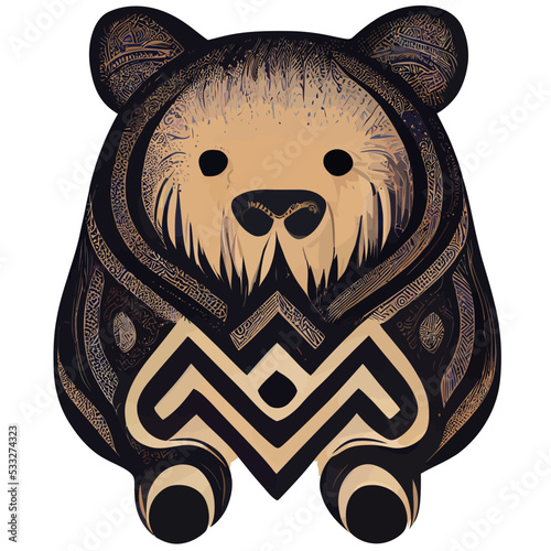 illustration vector of brown bear isolated on white with tribal style good for logo or customize your design