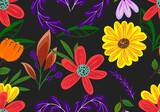 22092602 Seamless pattern with floral scribble motifs.
Hand drawn with scribble textures and floral elements.
Floral scribble vector design for Fashion printing,Wrapping,Backgrounds and Crafts.