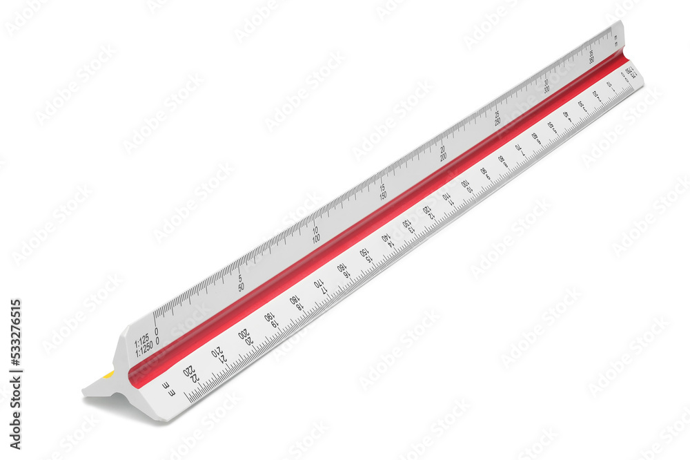Triangle scale ruler on white .. Triangle scale ruler on white ..
