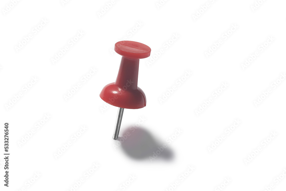 red push pin on a white background. red push pin on a white background.