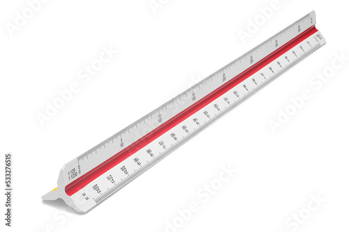 Triangle scale ruler on white ..