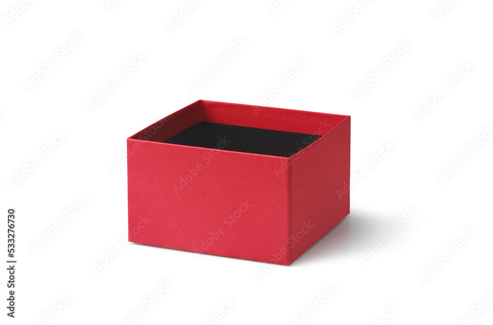 red empty packaging box on white red empty packaging box on white
