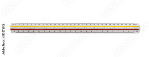 Triangle scale ruler on white
