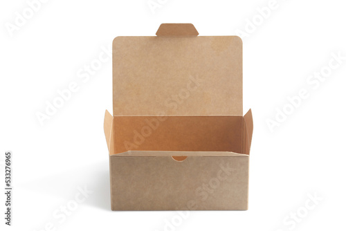 brown paper box for food package on a white