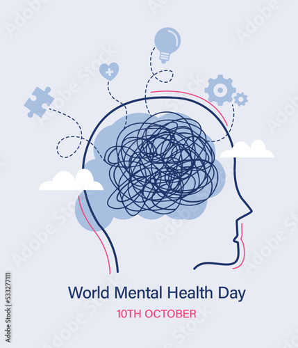 World Mental Health Day Minimal Style Illustration photo