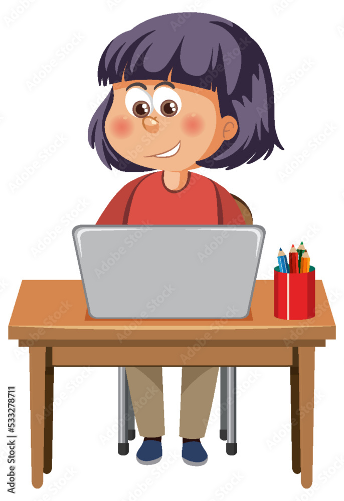 A girl working on laptop