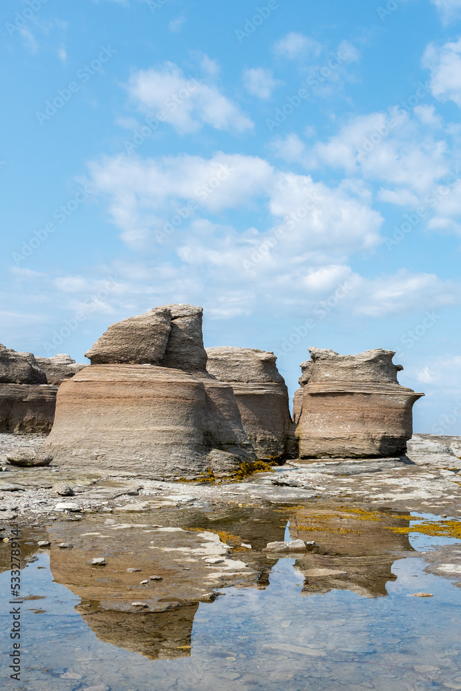 Beautiful view of colossal limestone outcroppings on the 