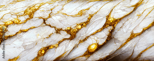 Panel kuchenny z motywem White marble texture with golden veins, close up