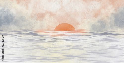 Sunset in the ocean background
