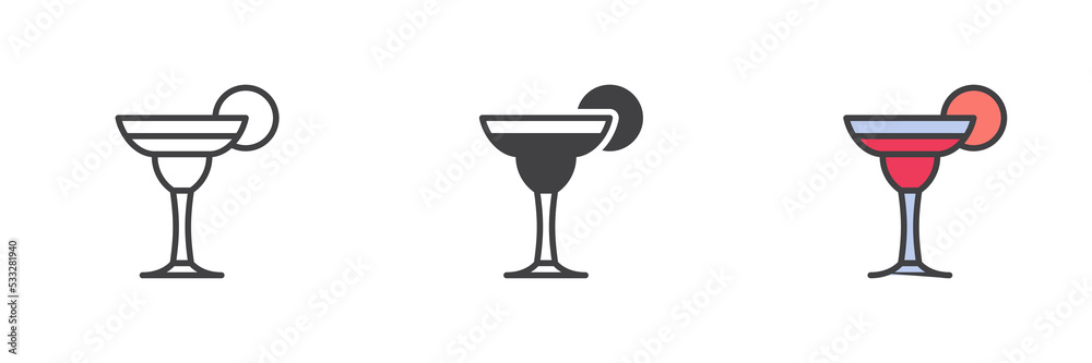 Martini glass different style icon set