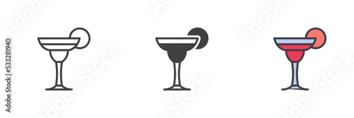 Martini glass different style icon set