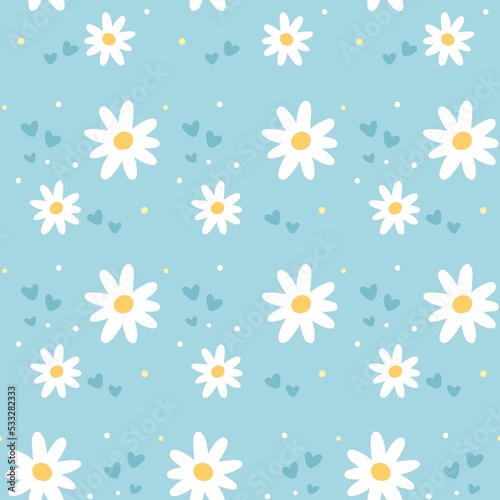 Daisy seamless pattern design illustration printable for fabric textile © Rizka