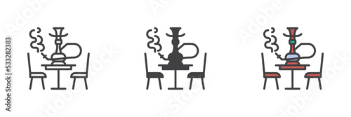 Hookah lounge different style icon set