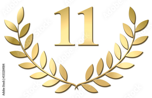Gold laurel wreath 11 PNG isolated on a white background