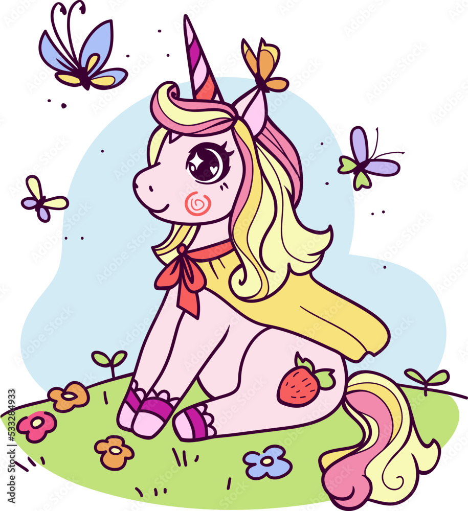 vector color image of a cute unicorn