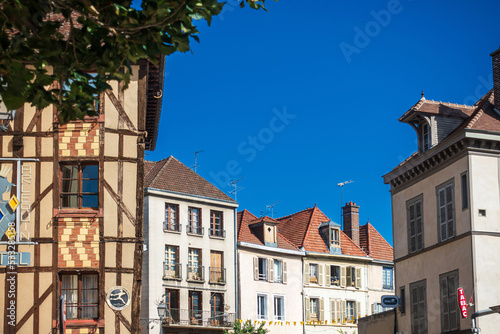 Troyes, FRANCE - August 20, 2022: Antique building view in Troyes, France